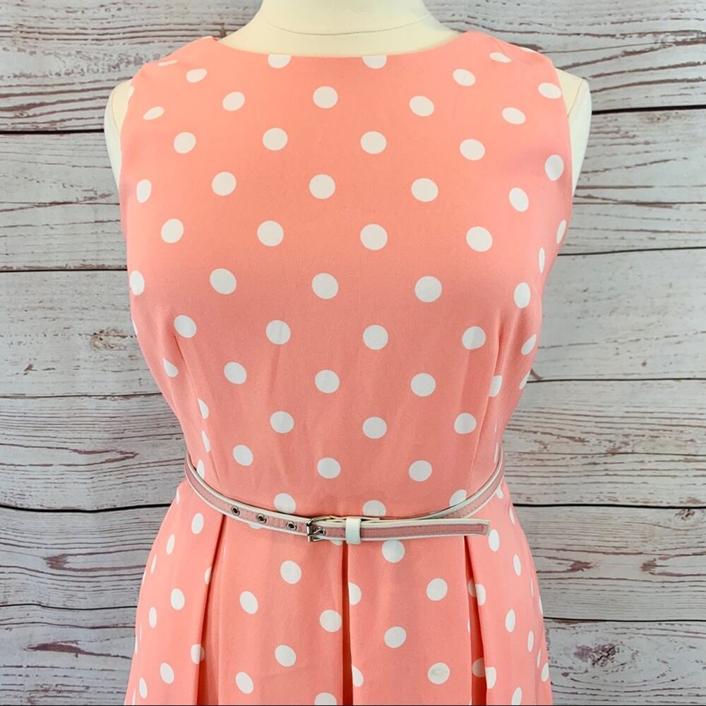 Madison Leigh peach and white dot with belt dress - Picture 2 of 12